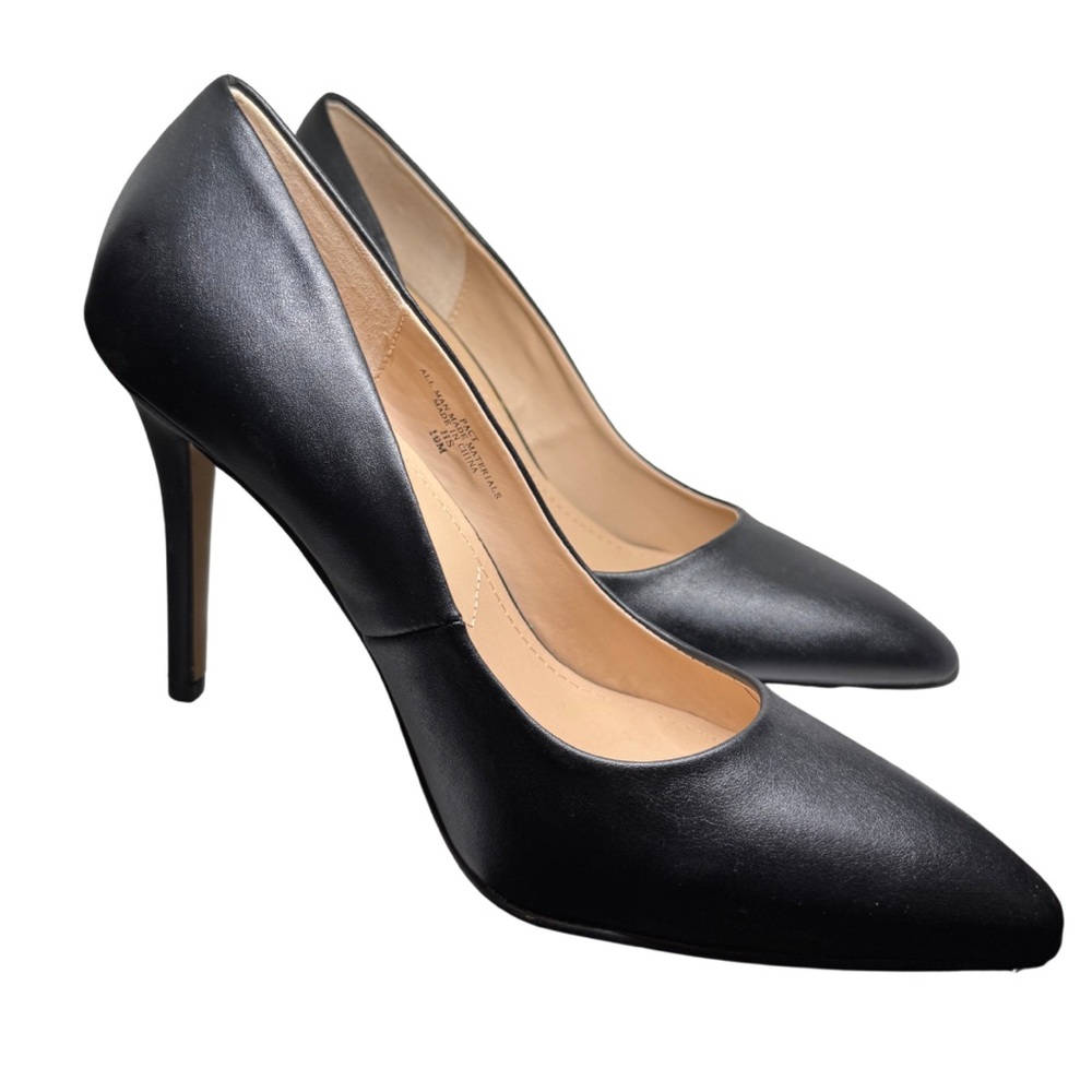 Charles by Charles David Black Leather Pointed Toe Pumps Classic Stiletto Heels